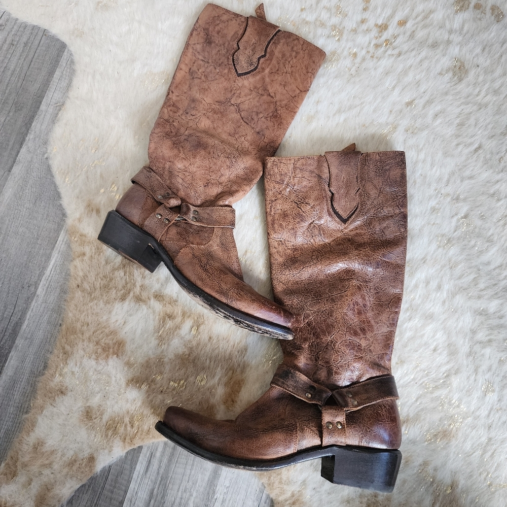 Sonora brown Western leather riding boot zipper Sn1700 Size 9B